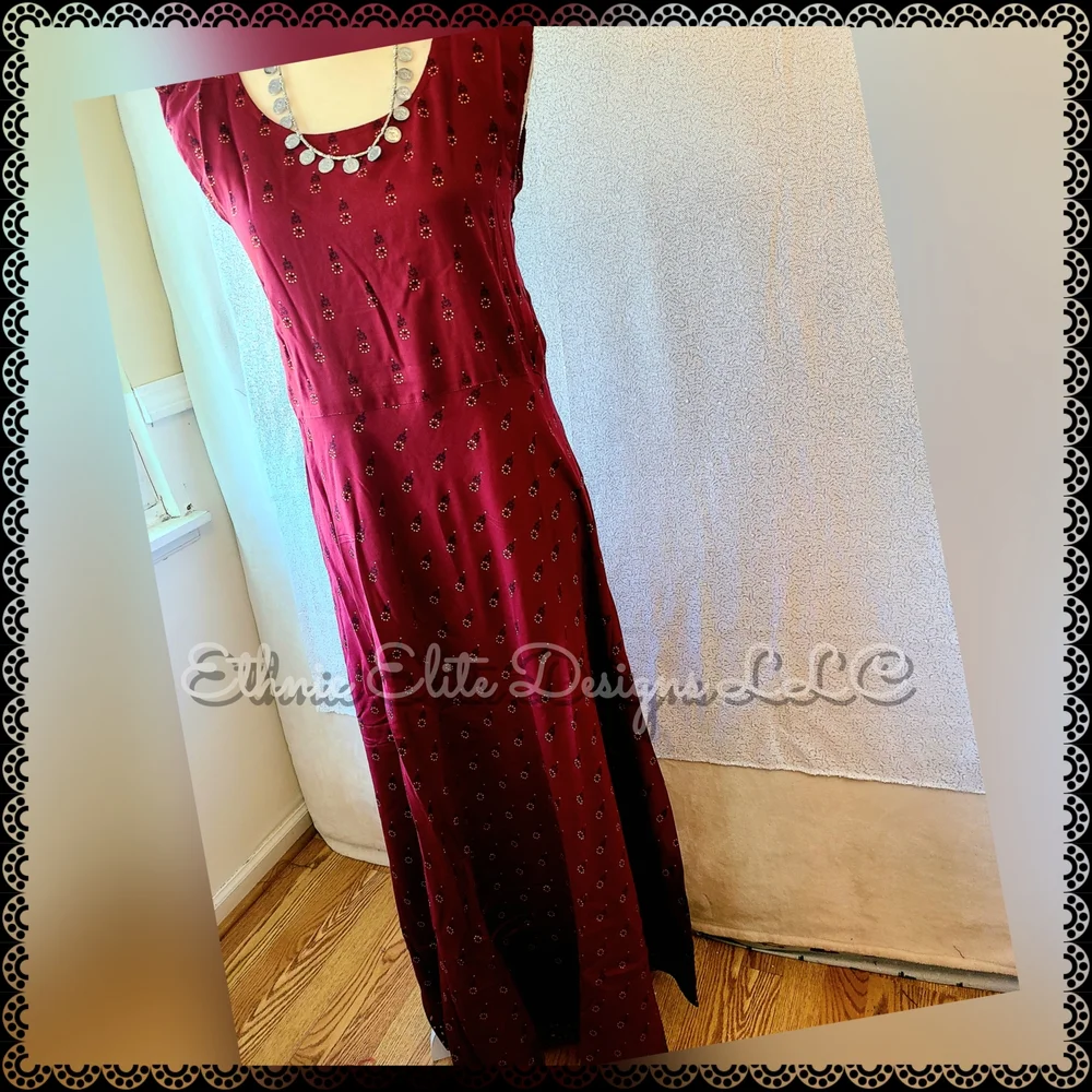 New Elegant Maroon real mirror Maxi Dress + jacket Size L - Picture 5 of 9